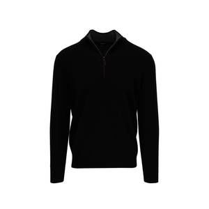 NEW KINROSS suede trim quarter zip mock sweater in black